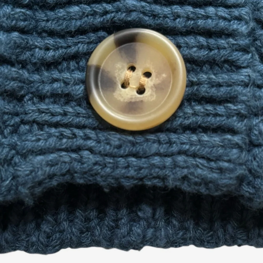 Free People Montana Cable Knit Cardigan Varsity Blue Oversized Size M NEW - Picture 8 of 16